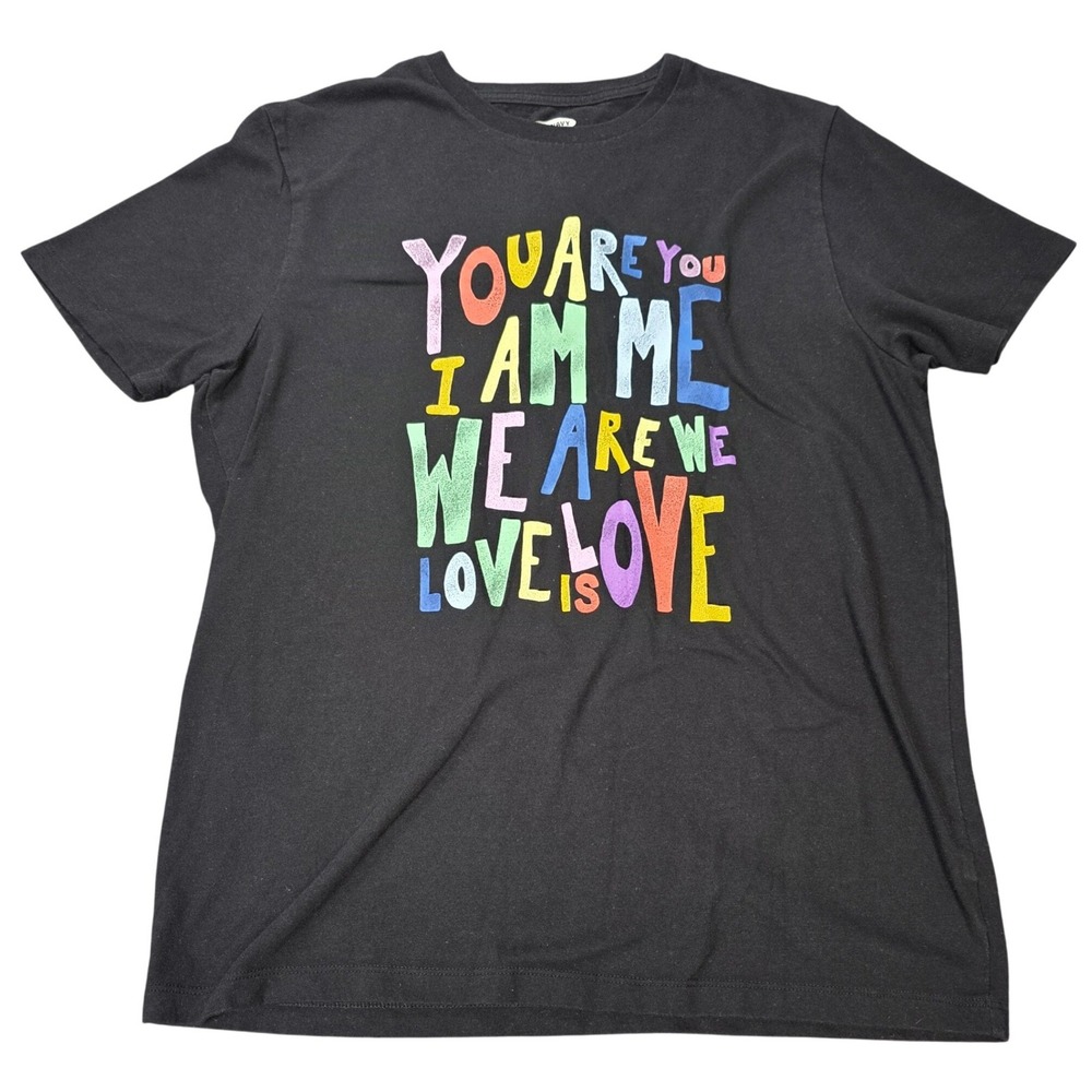 Old Navy Soft-Washed Graphic Love is Love T-Shirt Unisex Size M Black Pride Tee